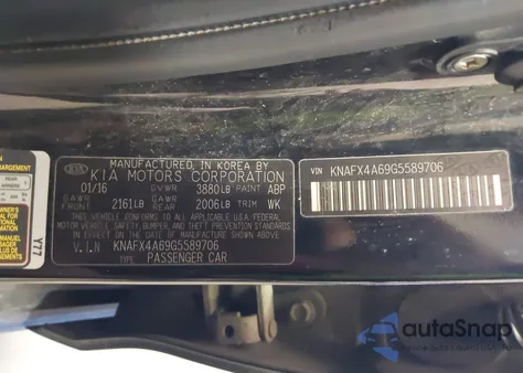 2016 Kia Forte Lx z USA, uszkodzony, nr VIN KNAFX4A69G5589706